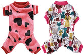 KUTKUT 2 Pcs Dog Pajamas for Small Dog Boy Girl Fleece Puppy pjs Jammies 4 Leg Dog Clothes for Maltese, Shihtzu Winter Warm Onesies Jumpsuit Clothing for Pet Dogs Male & Female - kutkutstyle
